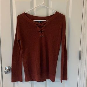 BURNT RED AEO SWEATER